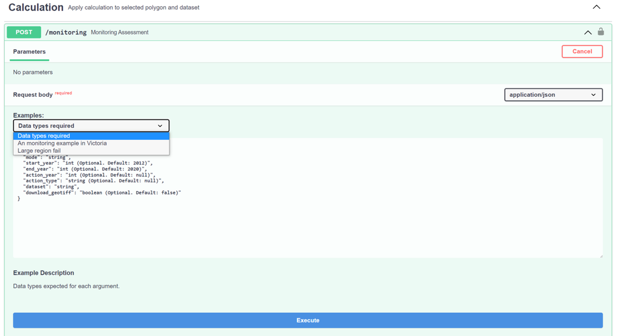 Docs monitoring endpoint try it out
